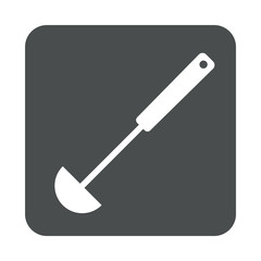 Icono plano cucharon en cuadrado gris