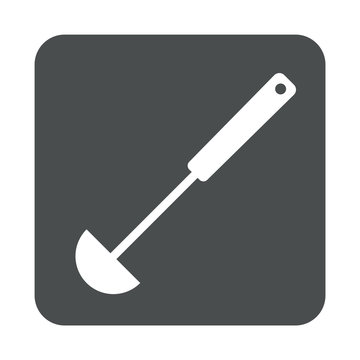 Icono plano cucharon en cuadrado gris