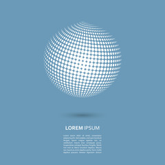 Vector halftone spheres. Design element with shadow