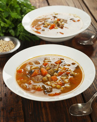 Rassolnik with chicken giblets