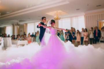 Fototapeta premium First wedding dance of newlywed