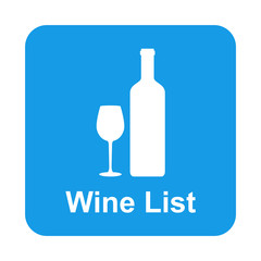 Icono plano Wine List en cuadrado azul