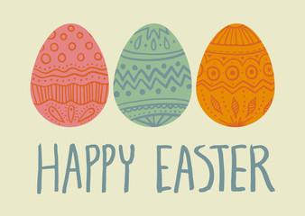 Happy Easter card with 3 eggs