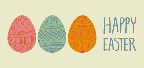 Happy Easter card with 3 eggs