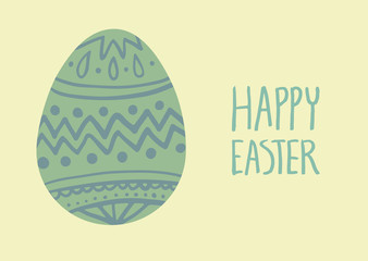 Happy Easter card with egg and lettering.