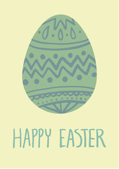 Happy Easter card with egg and lettering.