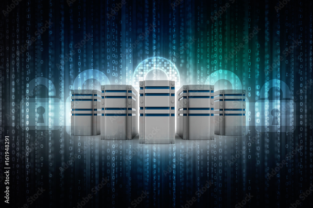 Poster 3d rendering database storage illustration