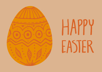 Happy Easter card with orange egg