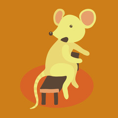 Mouse sitting on a bench