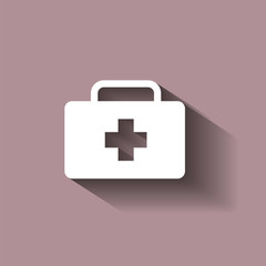 vector icon indicates the presence of first-aid. Doctor. First Aid Kit. Vector icon with shadow