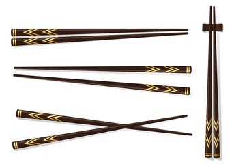 Chopsticks. Set Accessories for Sushi Isolated on White Background