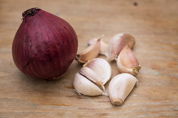 Red onion and garlic