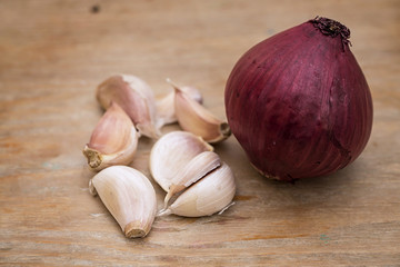 Red onion and garlic