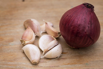 Red onion and garlic
