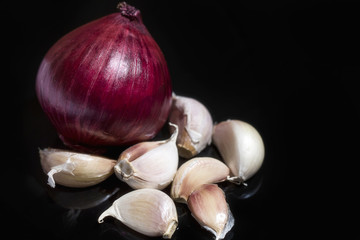 Red onions and garlic