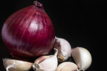 Red onions and garlic