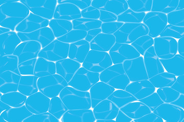 top view of caustics in blue swimming pool or ocean water background