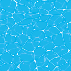 top view of caustics in blue swimming pool or ocean water background
