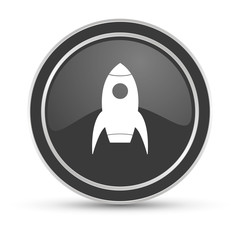 Schwarzer Button - Rakete