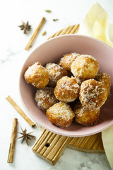 Fresh donuts with cinnamon sugar