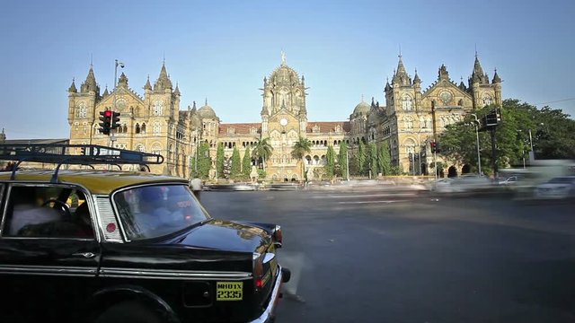 Chhatrapati Shivaji or Victoria Terminus timelapse in Mumbai, India