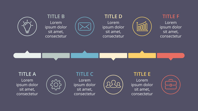 Vector circle arrows timeline infographic, cycle diagram, graph, presentation chart. Business concept with 7 options, parts, steps, processes. 16x9 slide template.