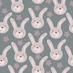 Seamless pattern with cute little bunny. vector illustration