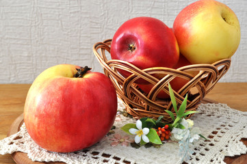 Beautiful red apple on the table