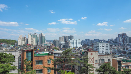 Korea city view landscape blue sky cloud