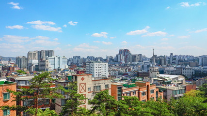 Korea city view landscape blue sky cloud