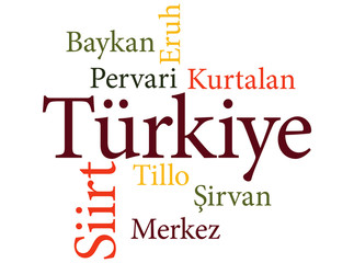 Turkish city Siirt subdivisions in word clouds