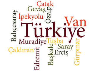 Turkish city Van subdivisions in word clouds