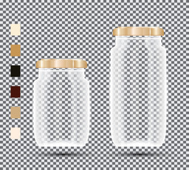 Glass Jars on Transparent Background.