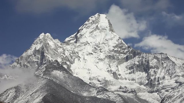 Ama Dablam mountain timelapse, Everest region in Himalaya, Nepal