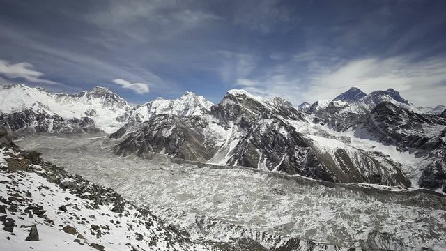 Timelapse view from Kala Patthar, Everest region in Himalaya Nepal