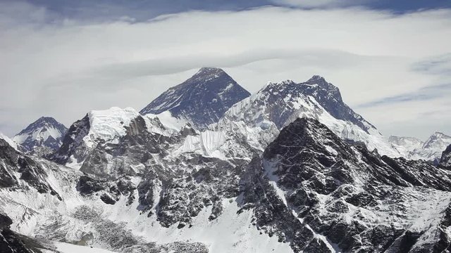 Everest, Nuptse and Lhotse mountains view from Kala Patthar in Himalaya, Nepal
