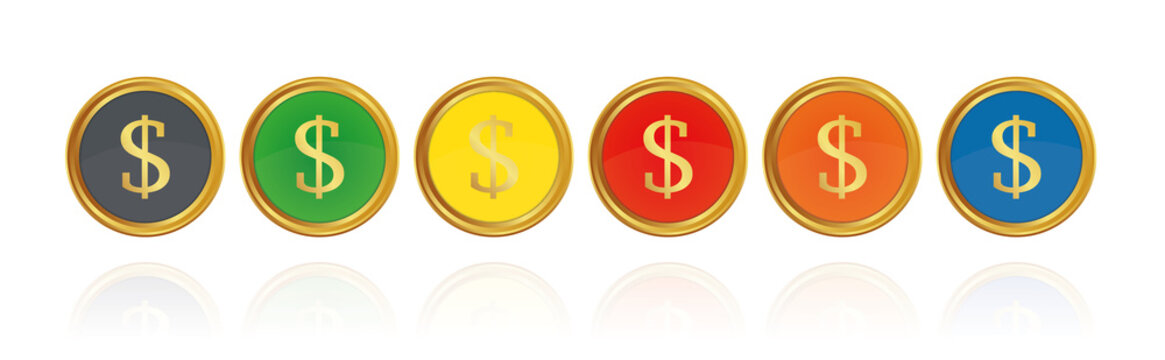 Dollar-Zeichen - Goldene Buttons