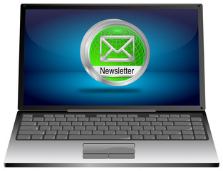 Laptop Computer with Newsletter Button - 3D illustration