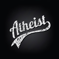 atheism socialist grungy retro varsity theme text vector