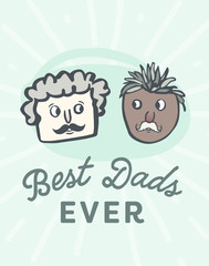 Vector icon set of fathers day greeting card against white background