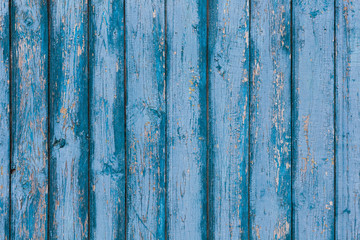 Old Shabby Wooden Planks with cracked color blue paint