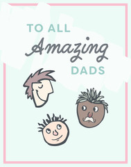 Vector icon set of fathers day greeting card against white background