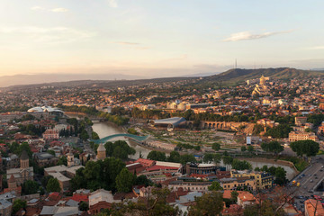 Fototapeta na wymiar Panoramic view of Tbilisi at sunset