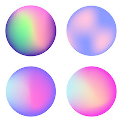 Vector icon set of neon sphere against white background