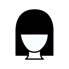 Obraz premium black silhouette thick contour of faceless woman with straight hairstyle vector illustration