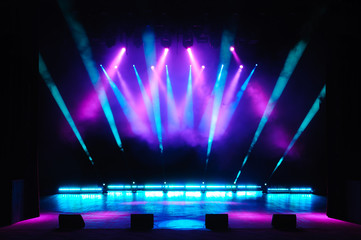 Free stage with lights, lighting devices. - obrazy, fototapety, plakaty
