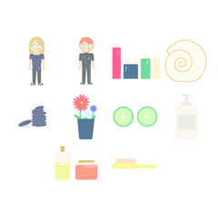 Vector of spa icons on white background