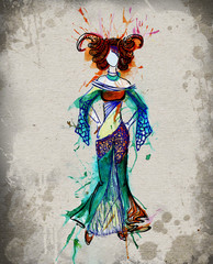 Aries horoscope girl watercolor