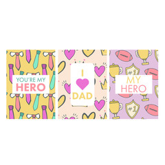 Vector set of greeting card of fathers day on white background