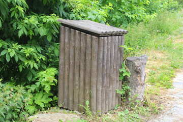 garbage cans made with wood